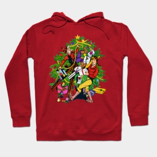 Fun unexpected encounter with the ladder and fall while setting up the Christmas tree. Comic Retro Vintage Hoodie